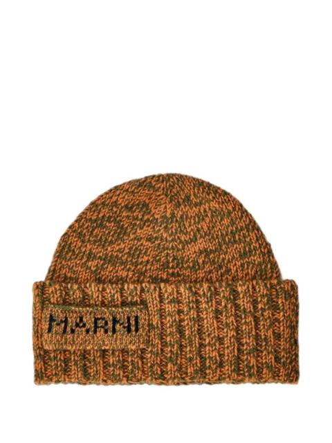 Marni Marni Men Ribbed Knit Beanie With Embroidered Logo