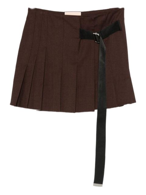 Plan C Pleated Mini Skirt with Belt