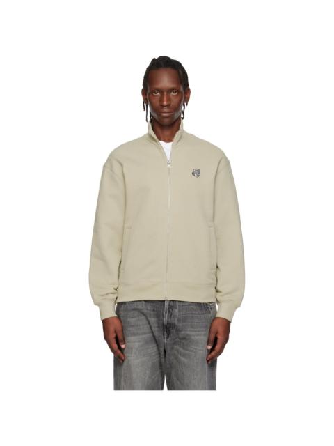 Maison Kitsuné Beige Fox Head Zipped Comfort Sweatshirt