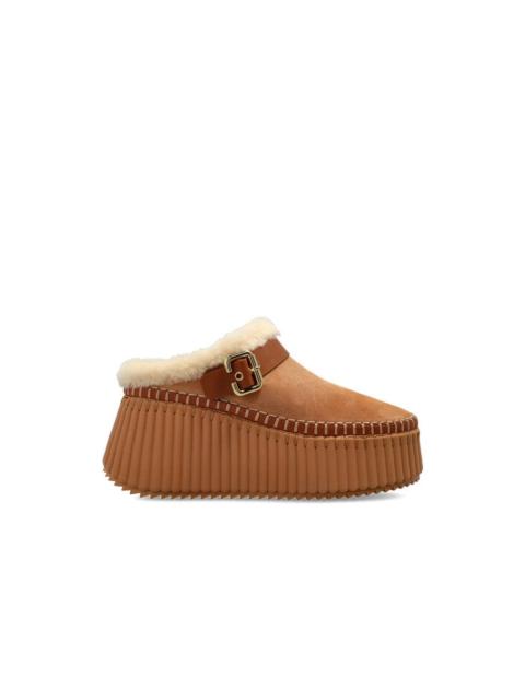 Chloé CHLOE Nama Pottery Brown Wedge Mules New & Authentic (Euro S