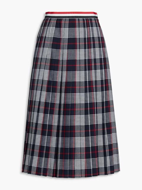 Thom Browne Pleated checked wool midi skirt