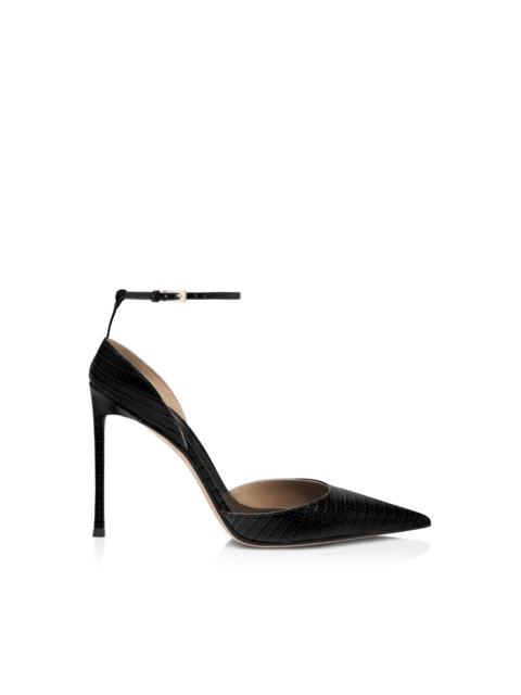 TOM FORD TEJUS-EFFECT PRINTED LEATHER VERTIGO ANKLE STRAP PUMP