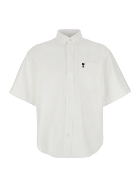AMI Paris Ami Paris Men Quota -Boxy Short Sleeve Shirt With Button Down Collar And Embroidered Adc