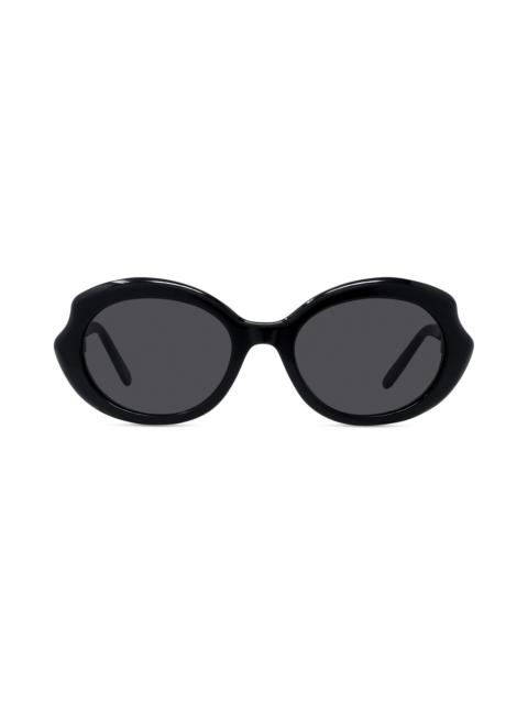 Loewe Loewe Thin Mini 54mm Oval Sunglasses in Shiny Black /Smoke at Nordstrom