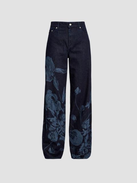 Erdem PRINTED DENIM STRAIGHT TROUSER