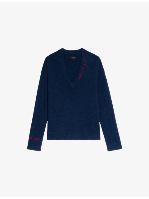 Zadig & Voltaire Text-Embroidery Cashmere Knitted Jumper