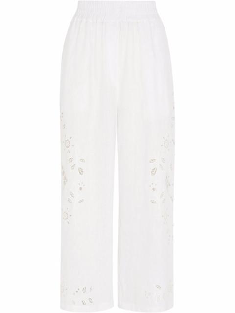 Dolce & Gabbana cropped floral-embroidered trousers