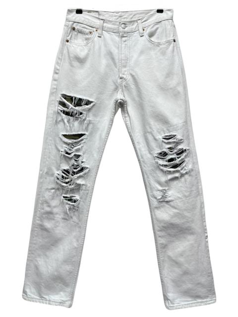 Levi's FYE🔥Custom Rework Distressed Ripped Vtg White Levi’s 501