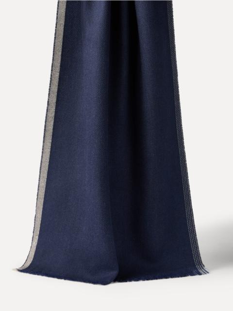 Brunello Cucinelli Wool and cashmere diagonal scarf with striped edge