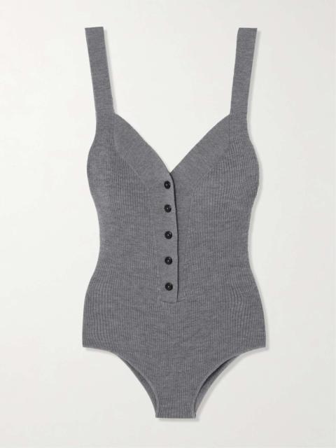 Ribbed merino wool bodysuit Gray