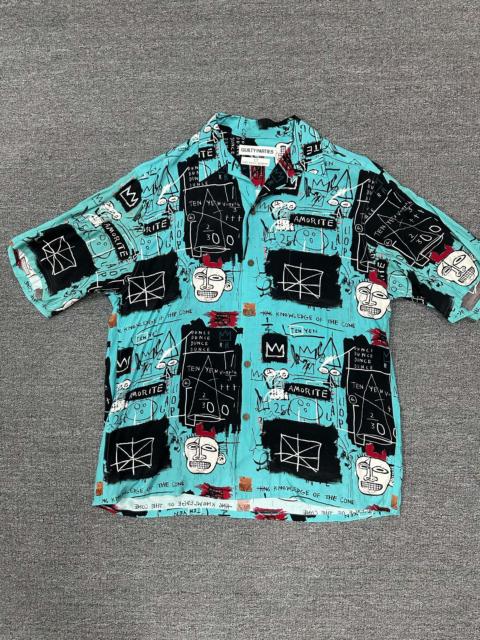 WACKO MARIA Wacko Maria Jean-Michel Basquiat Convertible-Collar Printed Crepe Shirt In Blue