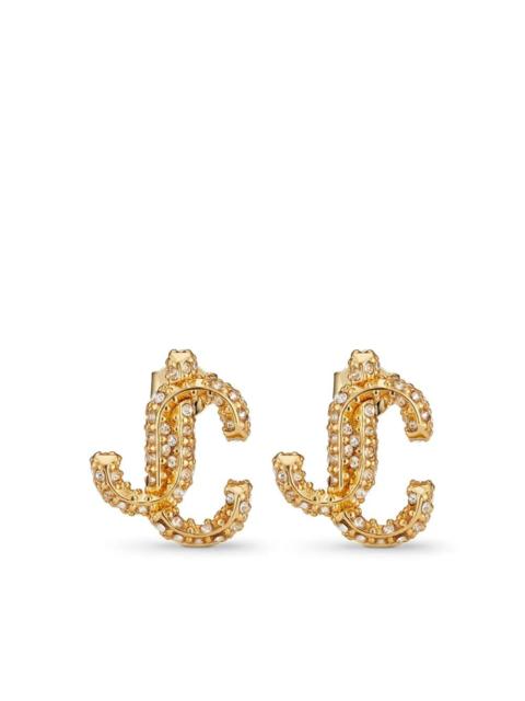 JIMMY CHOO Jimmy Choo Women Gold-Finish Metal Jc Stud Earrings With Swarovski Crystals