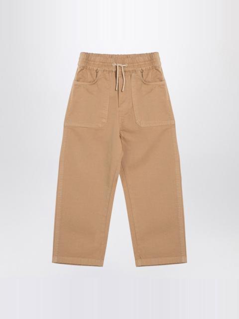 BEIGE COTTON DRAWSTRING TROUSERS