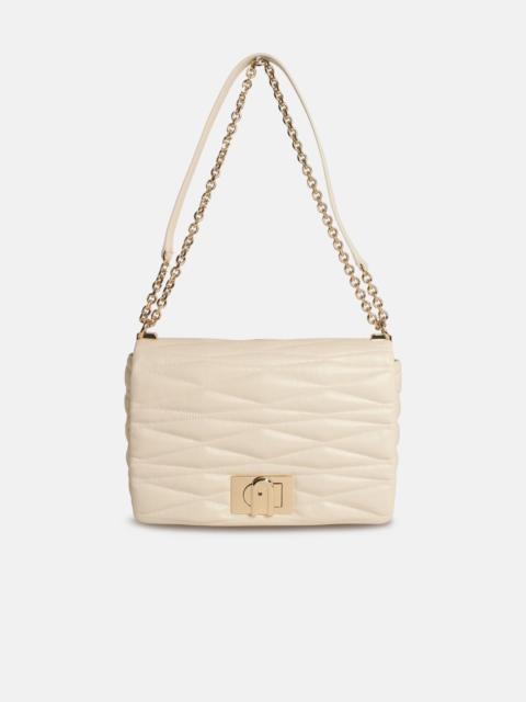 FURLA '1927' MEDIUM CROSSBODY BAG IN CREAM LEATHER
