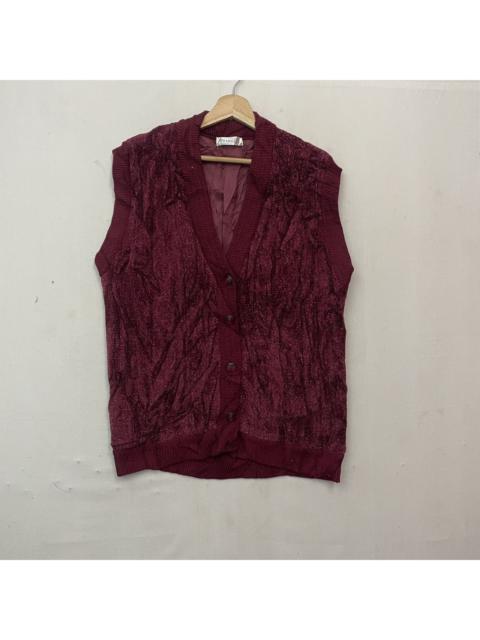 Other Designers Homespun Knitwear - Vintage PRIMARY Red Colour Sleeveless Cardigan