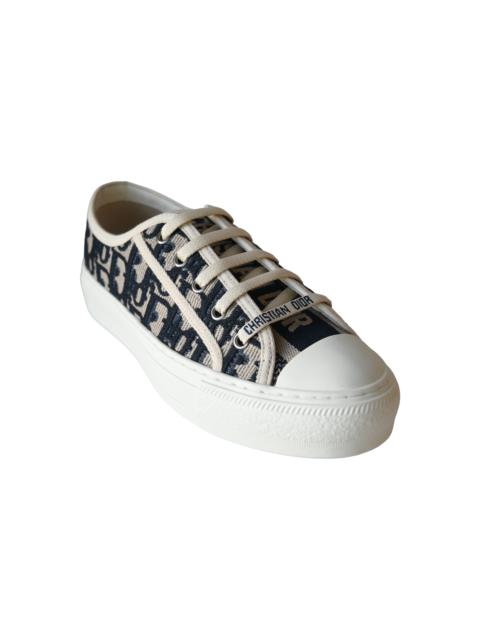 Dior Dior Oblique Embroidered Cotton Canvas Walk'n' Sneakers Deep Blue White