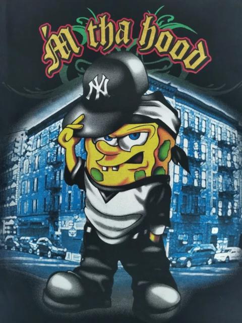 Other Designers Vintage - Vintage SpongeBob NY Rap Tee Tupac Hiphop Eminem Outkast
