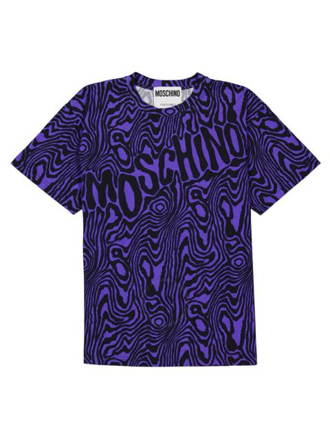Moschino Purple Oversized Moire Effect Zebra-Print Cotton T-Shirt