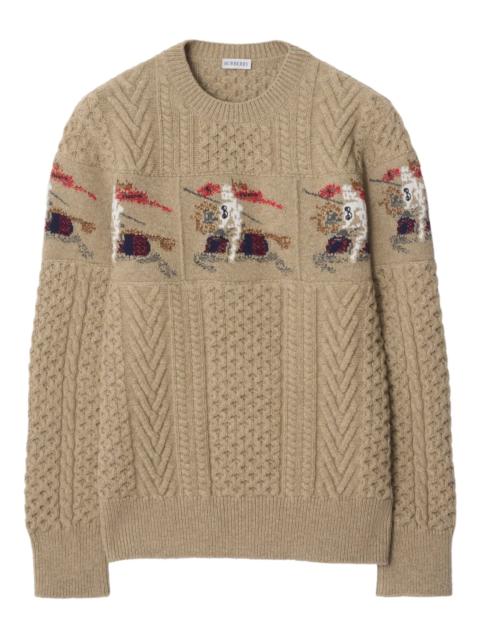 Burberry equestrian knight aran knit sweater