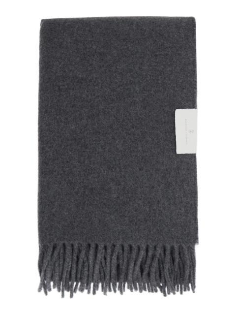 Brunello Cucinelli Brunello Cucinelli Women Gray Scarf With Fringed Hem And Brushed Finish In Cashmere For Women