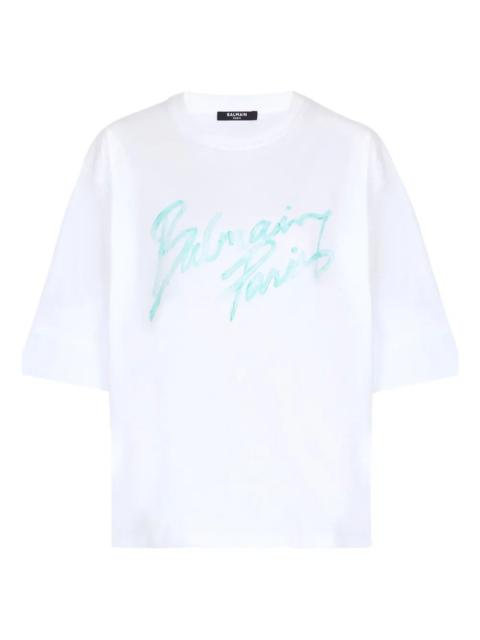 Balmain Balmain Women Short Sleeves "Balmain Paris Bulky" T-Shirt