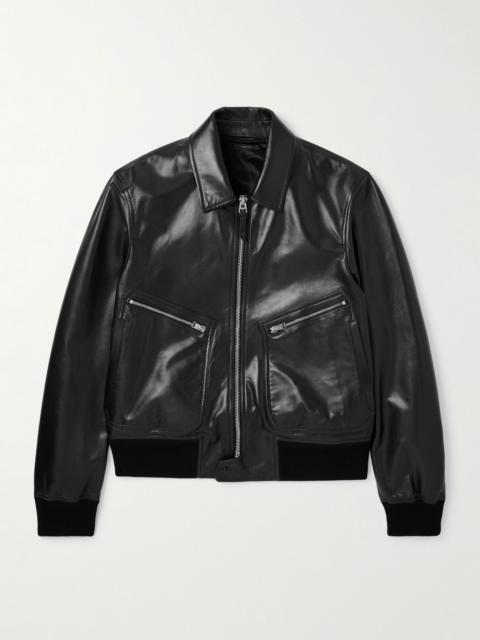 TOM FORD Leather Zip-Up Jacket Black