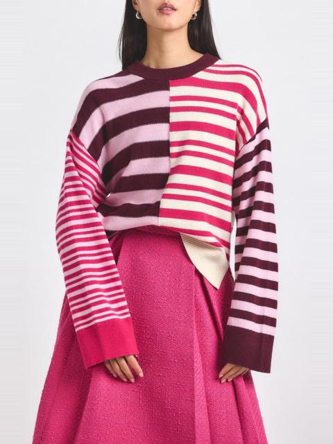 DEREK LAM 10 CROSBY Derek Lam 10 Crosby Avalon Mixed Stripe Wool Blend Crewneck Sweater in Pink Multi at Nordstrom