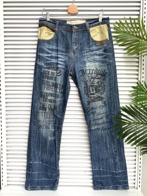 Other Designers Japanese Brand - Red Diamond Gangs of Apocalypse Punk Printed Denim Pants