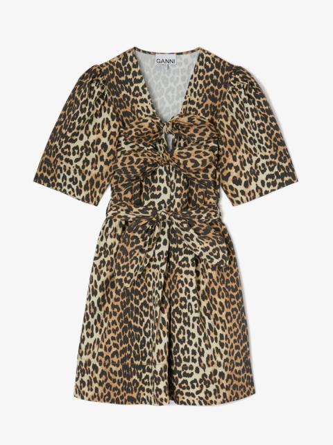 GANNI LEOPARD COTTON MINI DRESS