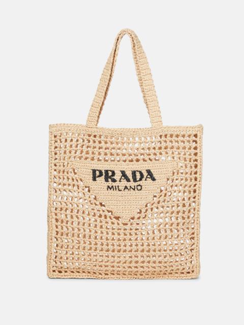 Prada Small logo raffia tote