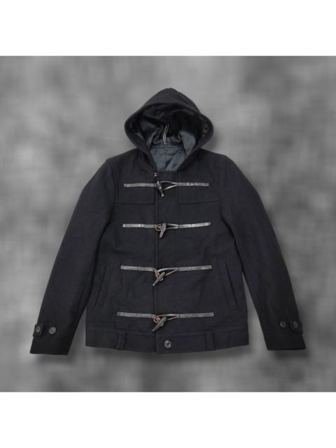 Neil Barrett BLACK BARRETT Wool Duffle Coat Hooded Jacket