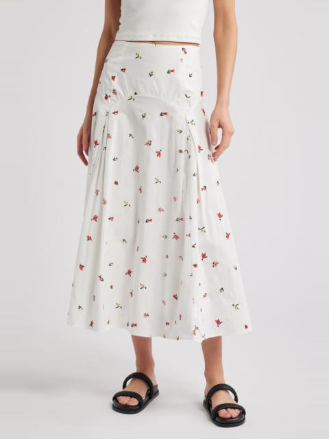 Solid & Striped Solid & Striped The Gael Embroidered Midi Skirt in Brule at Nordstrom