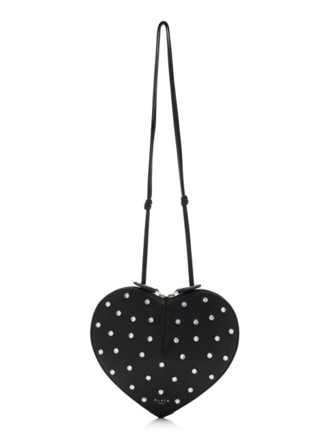 Alaïa Le Coeur Studded Leather Crossbody Bag black