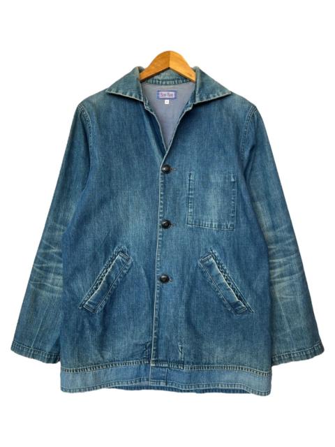 Blue Blue Japan Vintage Hr Market Distressed Sunfaded Chore Denim Jacket