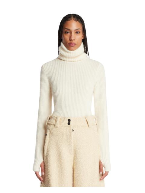 Moncler Grenoble White Ribbed Wool Sweater