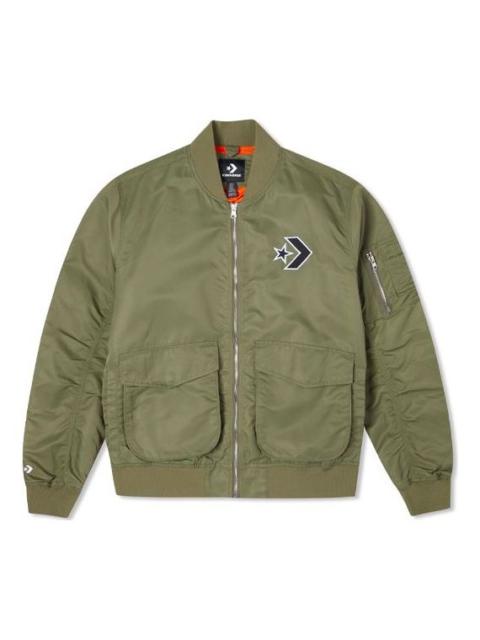 Converse Logo Loose Sports Retro aviator Jacket Couple Style Green 10024169-A02