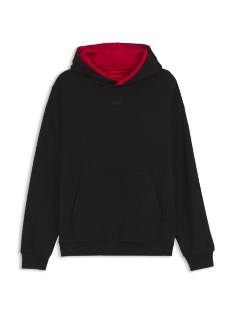 HUGO EMBROIDERED-LOGO HOODIE IN STRETCH COTTON