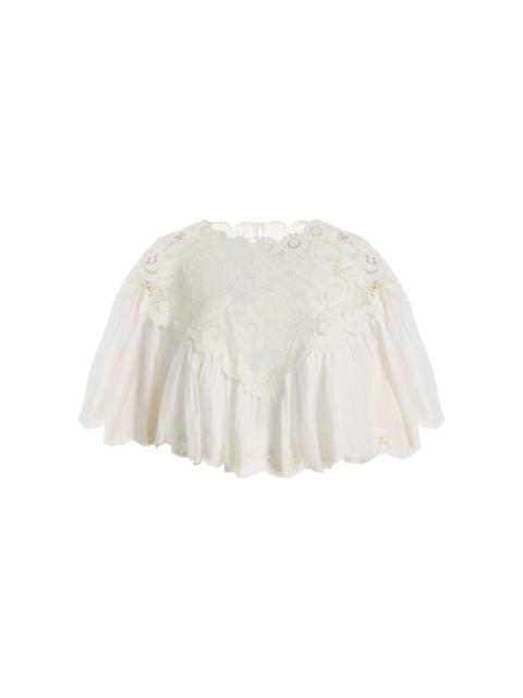 Sea Sofia Embroidered Cotton Top ivory