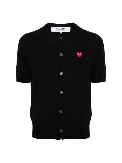 Comme des Garçons PLAY UNISEX ROUND-NECK CARDIGAN SHORT-SLEEVE - BLACK