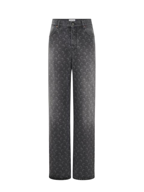Marine Serre Moon Laser Grey Wash Denim Baggy Jeans