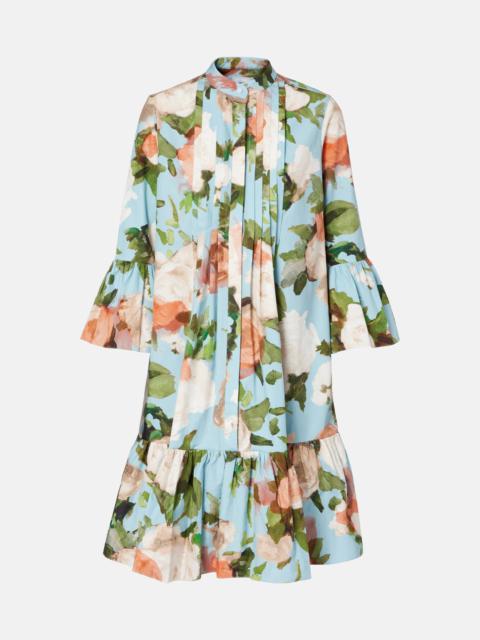 Erdem Floral gathered cotton poplin minidress