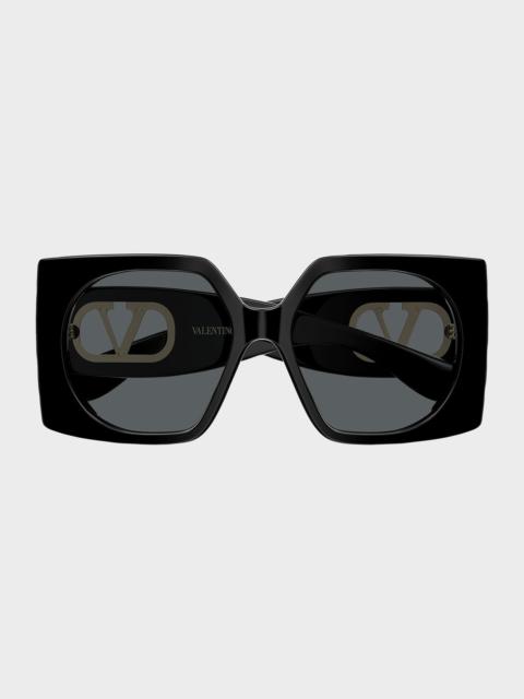 Valentino VLogo Signature 55mm Square Sunglasses