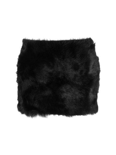 David Koma fleece-texture leather miniskirt