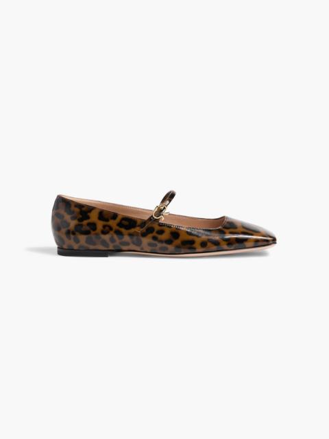 Gianvito Rossi Christina 05 leopard-print glossed-leather Mary Jane flats