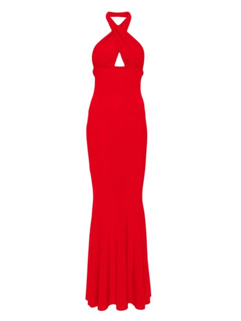 NORMA KAMALI cross halterneck gown