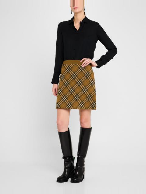 Check Knit Mini Skirt