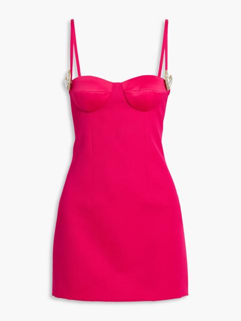 AREA Embellished wool-twill mini dress