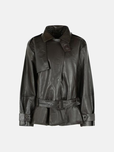ROTATE 'BIKER' DARK BROWN LEATHER JACKET