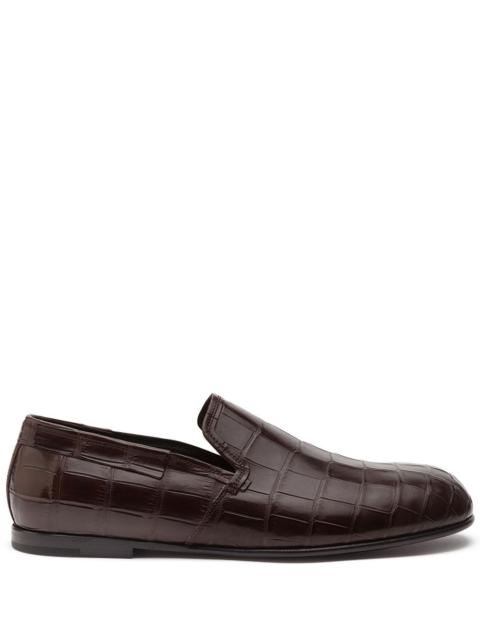 Dolce & Gabbana crocodile leather slip-on shoes
