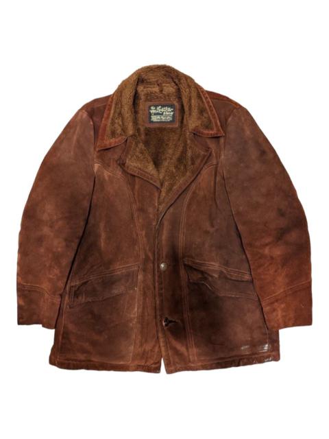 Other Designers Vintage - 70s Sears Brown Cowhide Leather Suede Sherpa Western Jacket